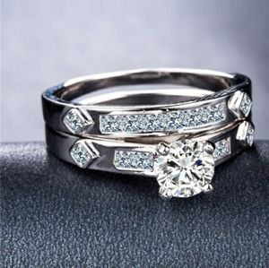 2pc 925 Sterling Silver Engagement Ring set